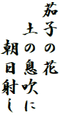 茄子の花
　土の息吹に
　　朝日射し